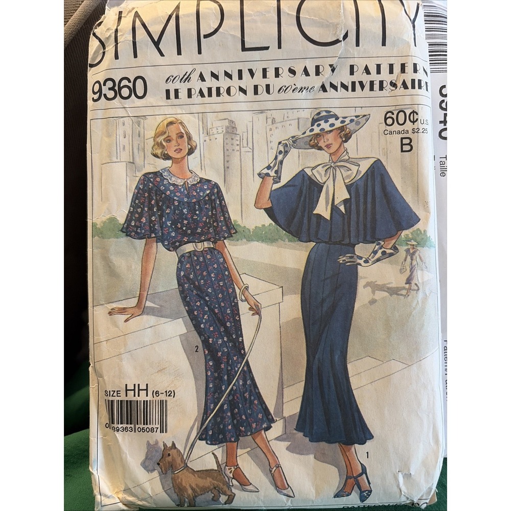 Simplicity 9360 Retro Capelet Town Dress Sewing Pattern 60th Anniversary 6-12